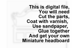 Miniature dollhouse headboard for bed digital download file Product Image 2