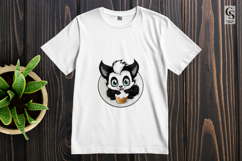 Black and White Skunk with Donut Clipart Sublimation PNG Product Image 2