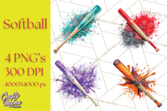 Softball Clipart PNG with Team Color Paint Splash Design Product Image 1