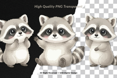 15 Bundle Watercolor Cute Raccoon Baby Animal Forest Lovely Product Image 2