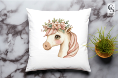 Floral Unicorn Head Clipart Sublimation PNG Product Image 2