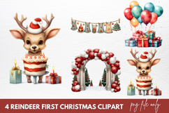 Reindeer First Christmas Clipart Sublimation Product Image 1