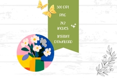 Pop Art Flowers Round Earrings, Floral Round Earrings Product Image 2