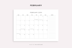 2030 Monthly Calendar with Holidays &amp; Notes, Printable Product Image 2