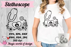 Heart Stethoscope svg Vector, Nurse SVG Cut Files For Cricut Product Image 2