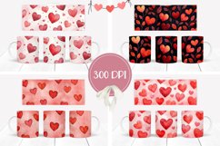 Cartoon Hearts Mug Designs, Red Hearts Mug Sublimation Product Image 2