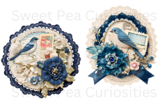 Flowers, Bird Material, Ephemera, PNG, Junk Journal, clipart Product Image 2