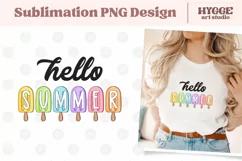 Hello Summer PNG Sublimation | Popsicle PNG | Ice Cream PNG Product Image 1