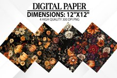 Halloween Flowers Digital Paper - Halloween Background Product Image 1