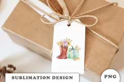 Watercolor Autumn red boots and pumpkin sublimation PNG Product Image 2