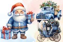 Blue Christmas Watercolor Clipart Bundle, Blue Christmas PNG Product Image 3