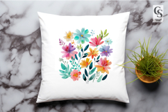 Colorful Watercolor Flowers Clipart Sublimation PNG Product Image 2