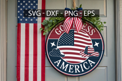 Good Bless America Round Sign SVG Design - 4th of July Door Product Image 1