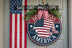 Good Bless America Round Sign SVG Design - 4th of July Door Product Image 1
