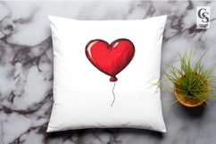 Glossy Hand Drawn Red Heart Balloon Clipart Sublimation PNG Product Image 3