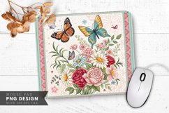 Butterfly Blooms Quilt Pattern Mouse Pad PNG Design Product Image 1