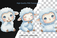 15 Bundle Watercolor Blue Cute Sheep Cute Baby Lamb Kids Product Image 2