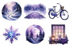Winter Night Clipart, Winter Clipart, Set of 19 Png Bundle Product Image 2