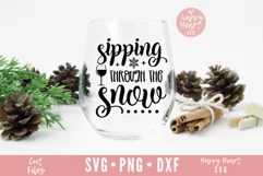 Sipping Through The Snow SVG, Christmas Wine SVG Product Image 2