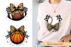 Sports PNG Clipart with Leopard Print Bow Football, Baseball Product Image 1