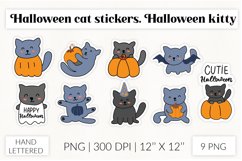 Halloween cats. Cute Halloween kitties stickers bundle Product Image 1