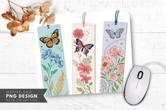 Butterfly and Floral Bookmark Set Mouse Pad PNG Design Product Image 1