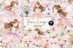 Fairy Garden Watercolor Clipart bundle Product Image 1