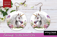 Magical Forest Round Earrings - Fantasy PNG Sublimation Product Image 1