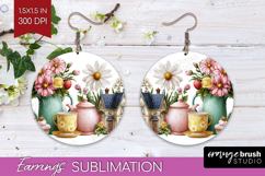 Magical Forest Round Earrings - Fantasy PNG Sublimation Product Image 1