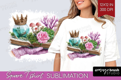 Magical Forest Square Tshirt Background - Fantasy PNG Product Image 1