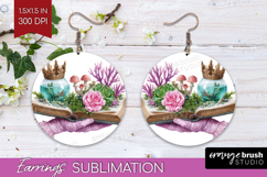Magical Forest Round Earrings - Fantasy PNG Sublimation Product Image 1