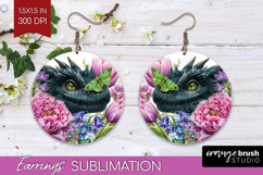 Magical Forest Round Earrings - Fantasy PNG Sublimation Product Image 1