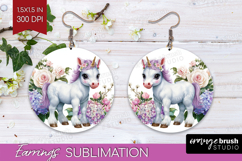 Magical Forest Round Earrings - Fantasy PNG Sublimation Product Image 1