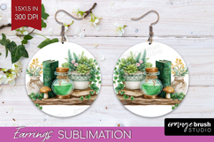 Magical Forest Round Earrings - Fantasy PNG Sublimation Product Image 1