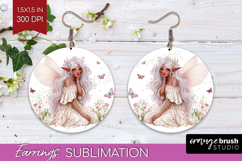 Magical Forest Round Earrings - Fantasy PNG Sublimation Product Image 1