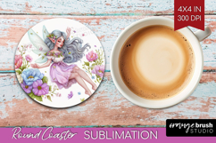 Magical Forest Round Coaster - Fantasy Coaster PNG Product Image 1