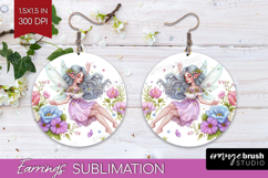 Magical Forest Round Earrings - Fantasy PNG Sublimation Product Image 1
