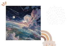 Stars Pillow Case Design, Cosmic Sky Pillow Sublimation Product Image 2