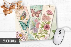 Whimsical Butterfly and Floral Bookmarks Mouse Pad PNG Product Image 1