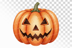 Knitted Jack O Lantern Pumpkin Halloween Doll PNG Product Image 1