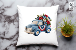 Patriotic Floral Truck Clipart Sublimation PNG Product Image 2