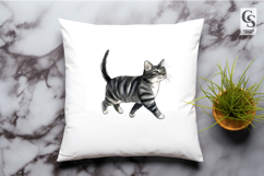 Walking Cat Watercolor Clipart Sublimation PNG Product Image 2