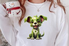 Green Christmas Dog Clipart Sublimation, Christmas Dog PNG Product Image 2