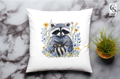 Floral Raccoon Watercolor Clipart Sublimation PNG Product Image 3