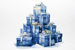 Watercolor Christmas blue Clipart PNG Product Image 2