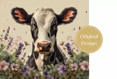 Summer Cow Tumbler Wrap Design, Floral Tumbler Template Product Image 2