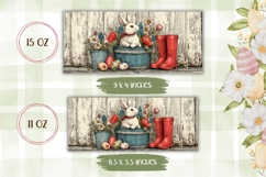 Cartoon Easter Bunny Mug, Spring Flowers Mug Sublimation Product Image 2