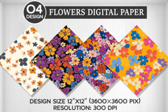 Flowers Seamless Digital Paper, Flowers Background Product Image 1