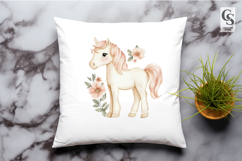 Cute Floral Unicorn Clipart Sublimation PNG Product Image 2