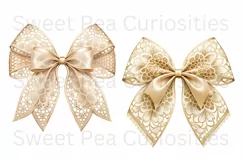 Bows, Gold, Cream, Ephemera, PNG, Flower, Clipart Product Image 2